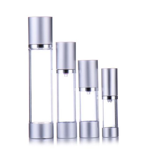 Flacon airless transparent et argenté