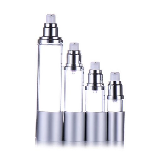 Flacon airless transparent et argenté