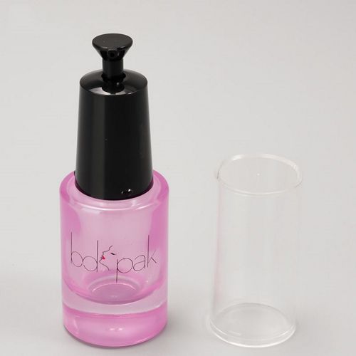 Flacon en verre rose avec bouchon noir