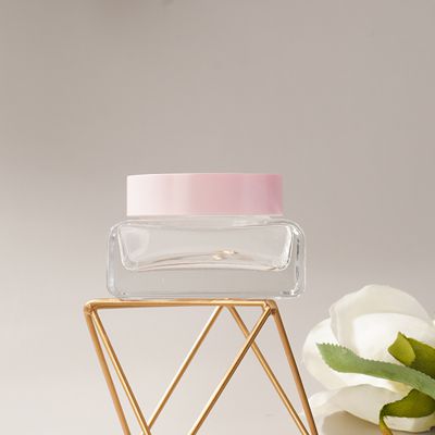Pot cosmétique en verre rectangulaire