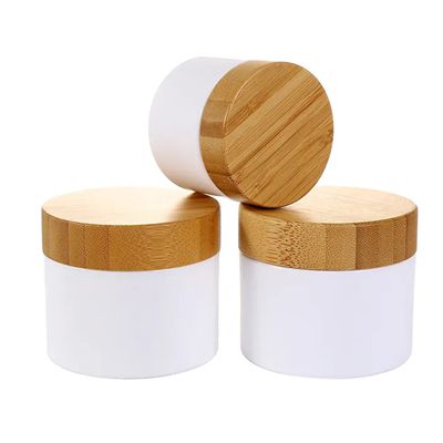 Pot cosmétique en plastique PP avec couvercle en bambou
